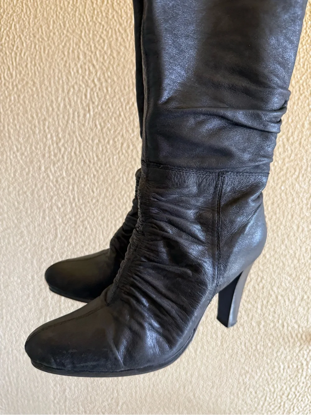 Black leather Over-the-Knee High Heel Boots